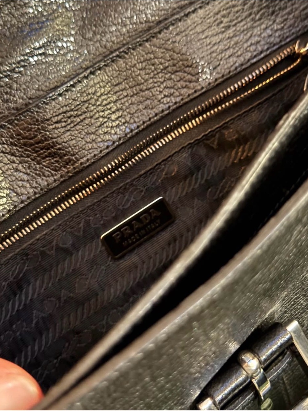 Authentic Prada Archive Vintage Black Baguette Satchel Shoulder Bag Leather - Picture 8 of 8